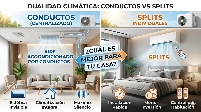 aire acondicionado por conductos vs. splits